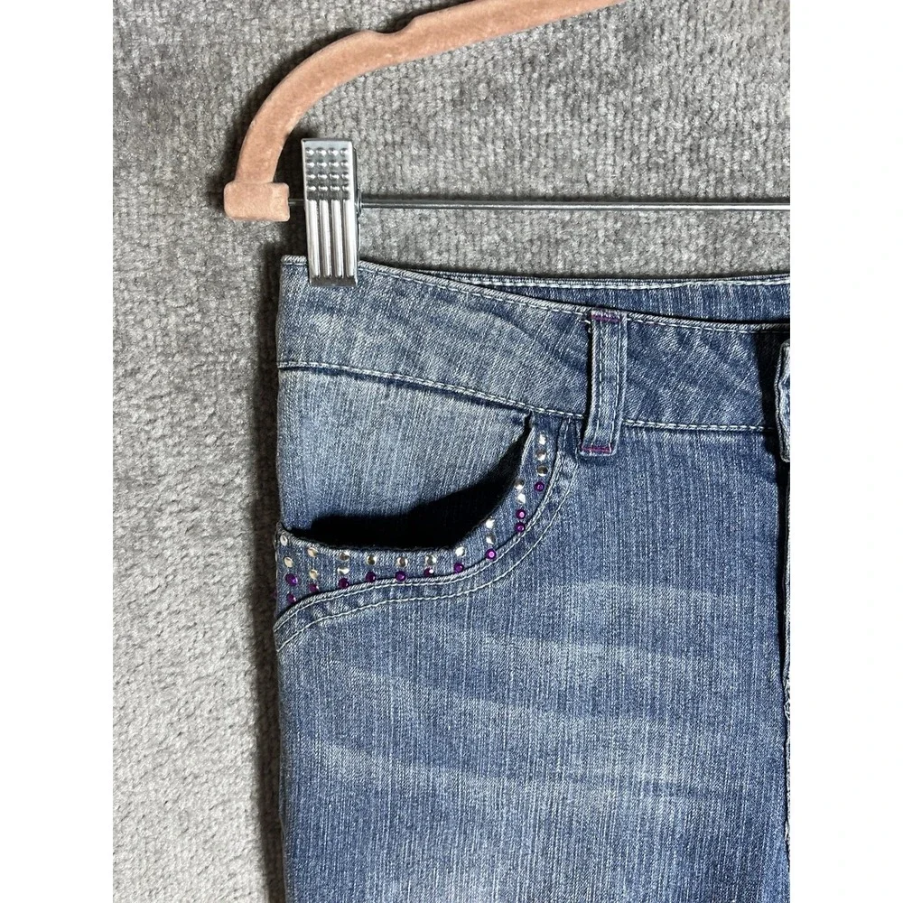 JOLT Jeans Girls‎ Size 16 Blue Bootcut BLING Beads Rhinestone PEACE Sign Pockets